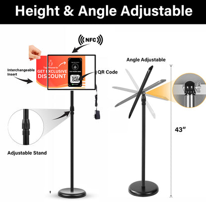 Call-To-Action (CTA) NFC LED Lightbox Signage - Capture Leads - Elegant Black NFC/RFID Display with 360° Rotation