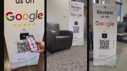 Google Review Collection NFC Tag & QR Code X-Banner Signage